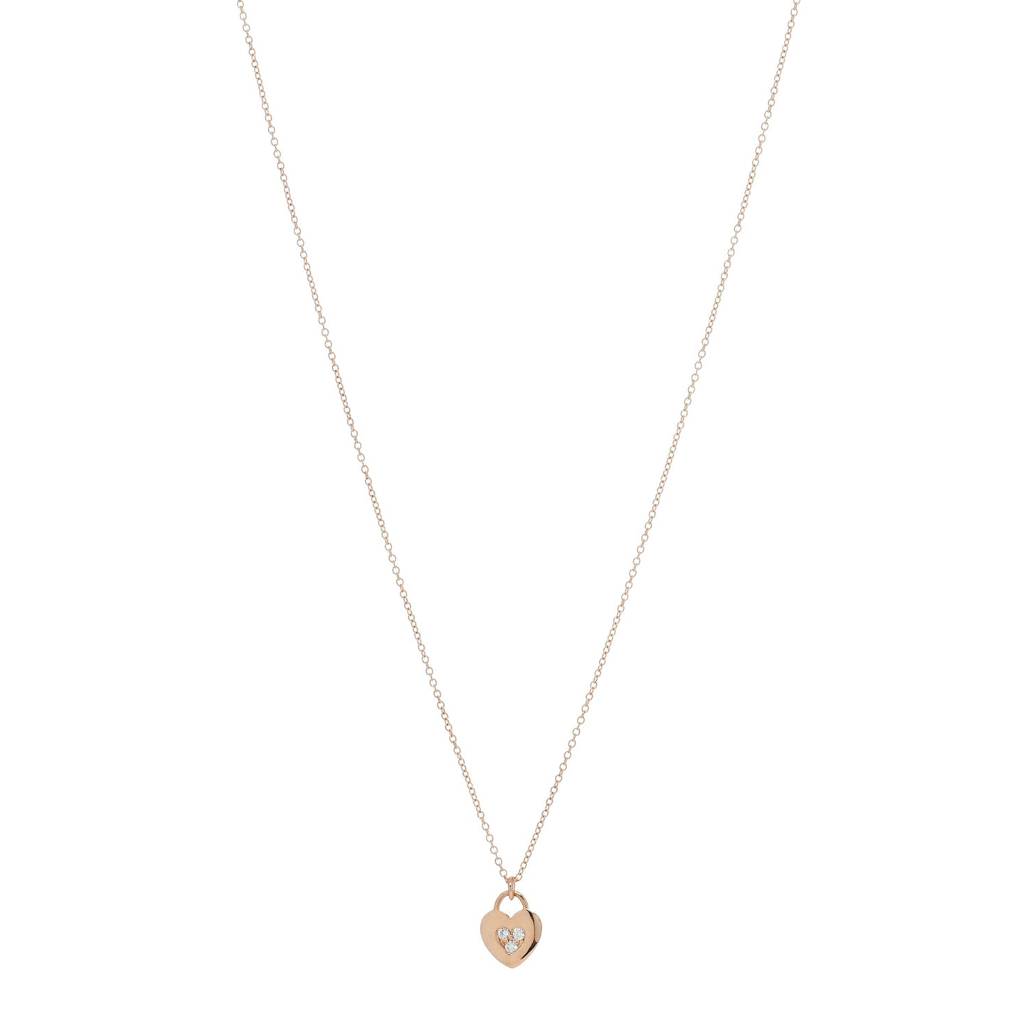 18K Rose Gold Diamond Heart Pendant Necklace