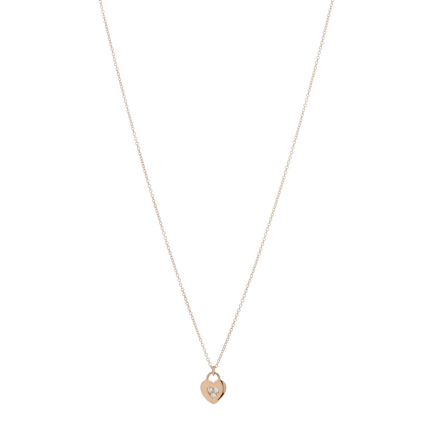 Tiffany 18K Rose Gold Diamond Heart Pendant Necklace 1 of 4