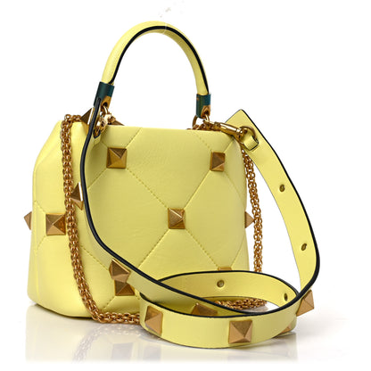 Valentino Garavani Nappa Small Roman Stud The Handle Bag Lime Sorbet 3 of 8