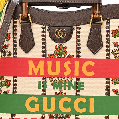 Gucci Canvas Calfskin Medium Gucci 100 Music Is Mine Diana Tote Bag New Acero 7 of 10