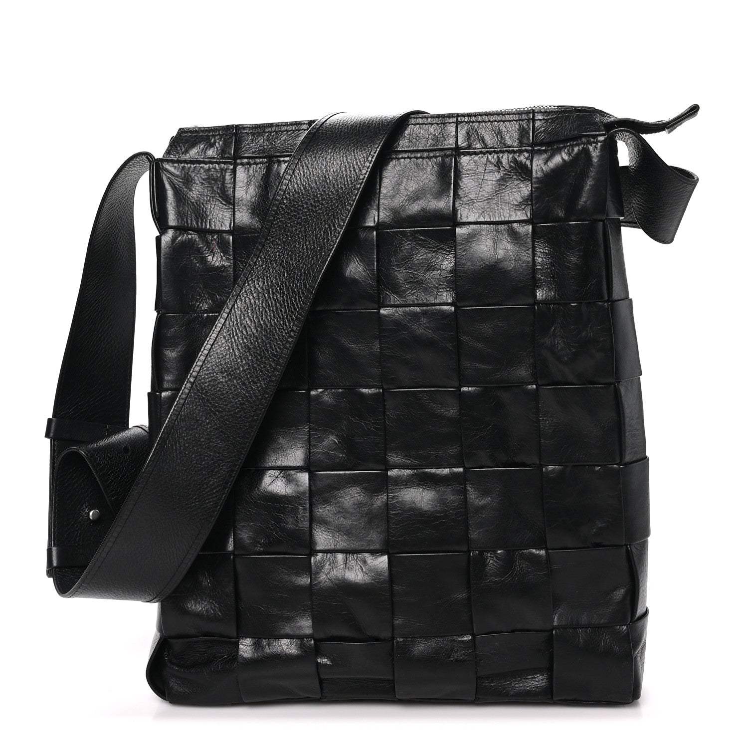 Bottega Veneta Paper Calfskin Maxi Intrecciato Cassette Messenger Black 1 of 9