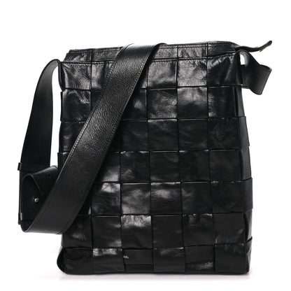 Bottega Veneta Paper Calfskin Maxi Intrecciato Cassette Messenger Black 1 of 9