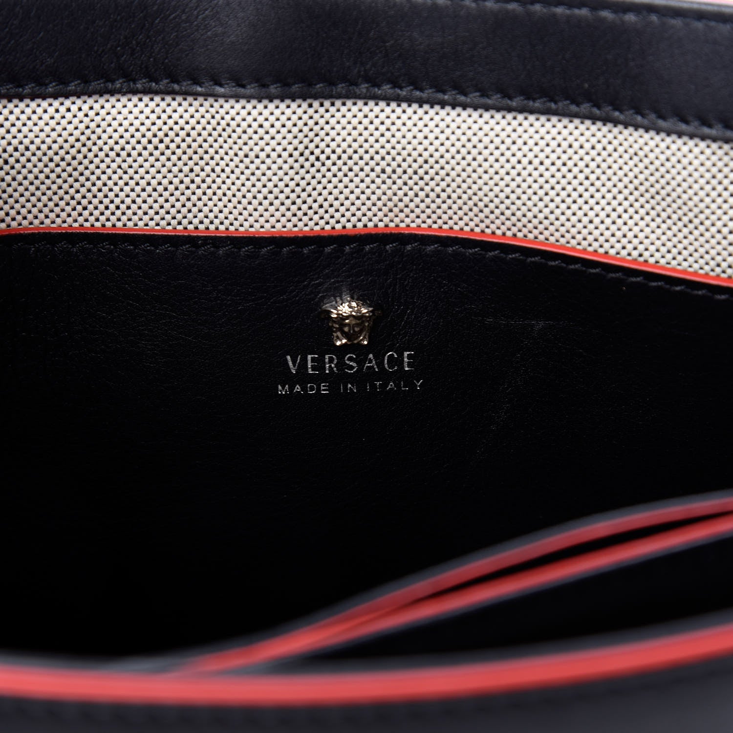Versace Calfskin Palazzo Shoulder Bag Black Red 6 of 8