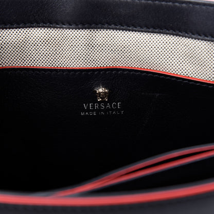 Versace Calfskin Palazzo Shoulder Bag Black Red 6 of 8