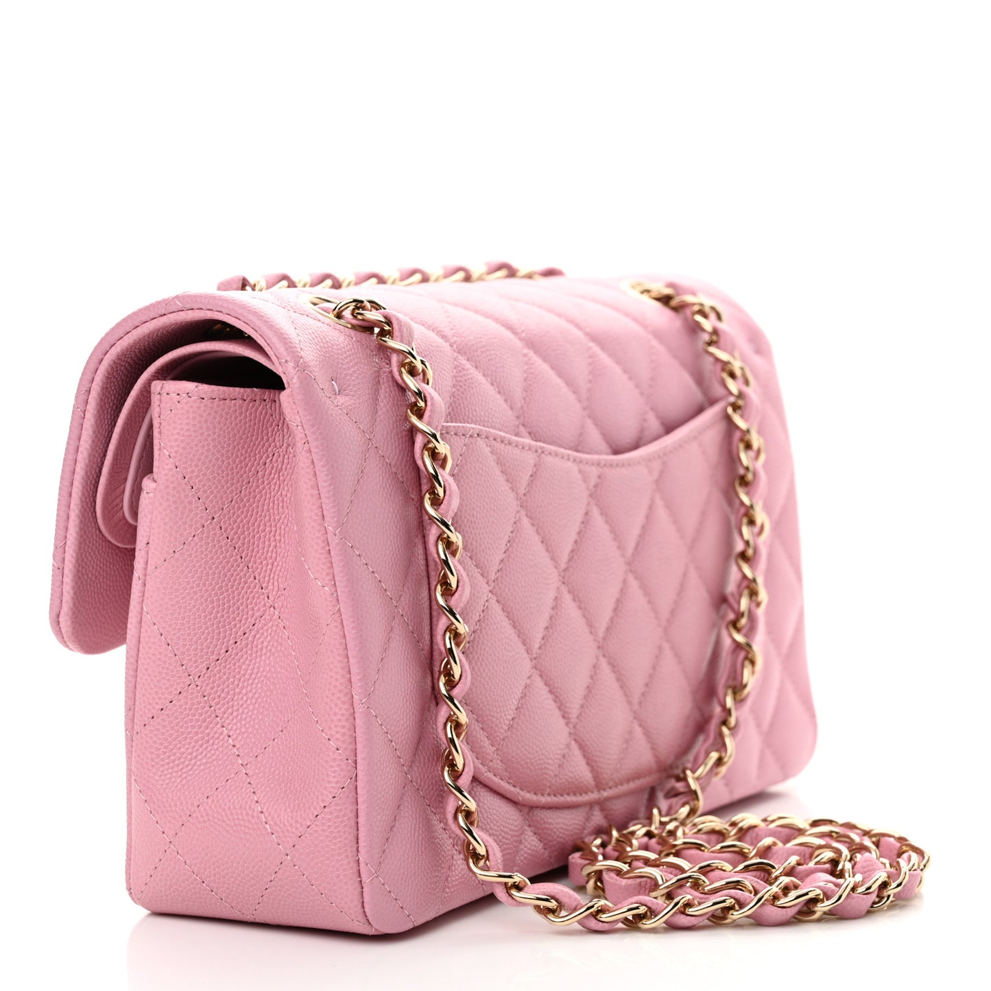 Caviar Quilted Small Double Flap Light Pink