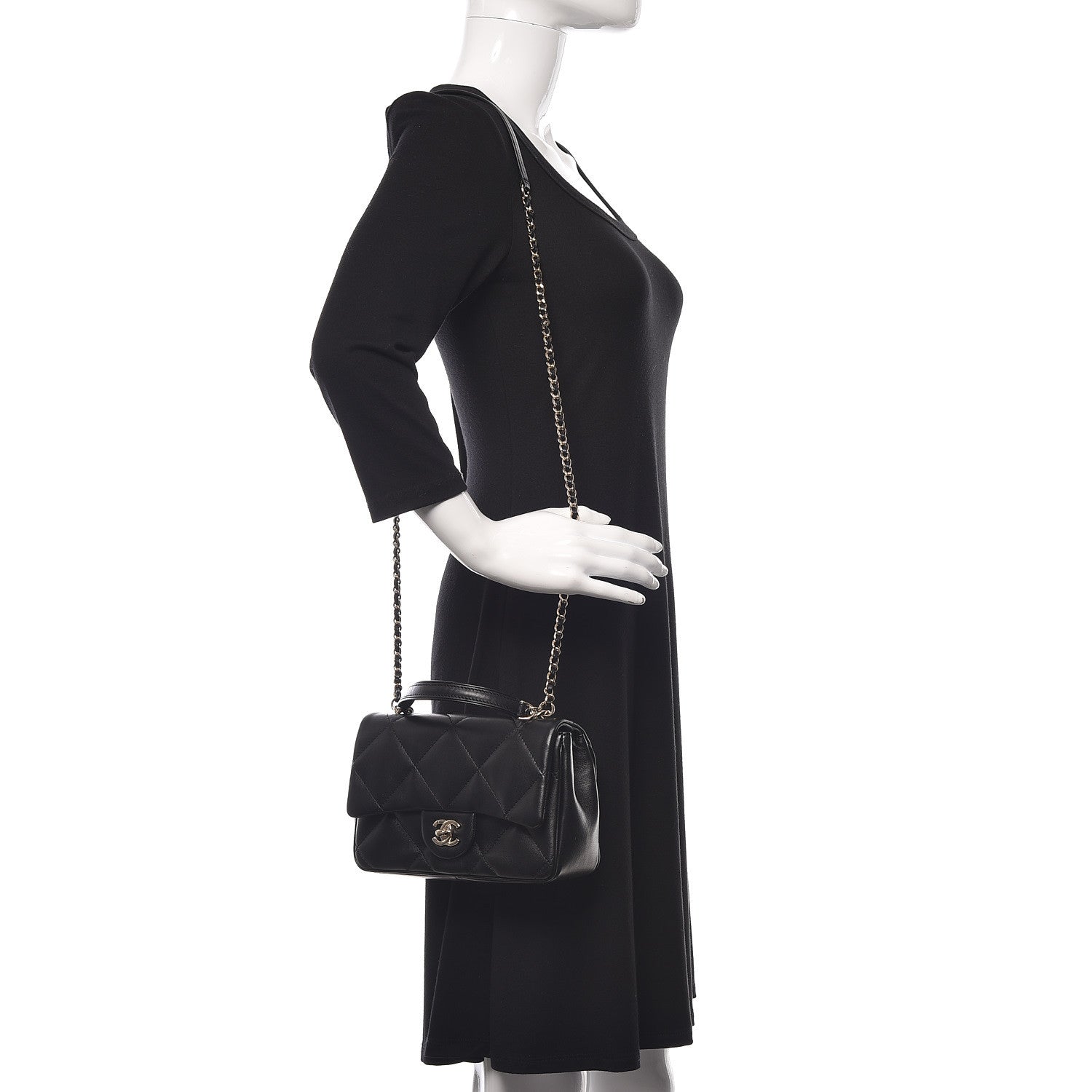 Chanel Lambskin Quilted Small Easy Carry Flap Black 2 of 11
