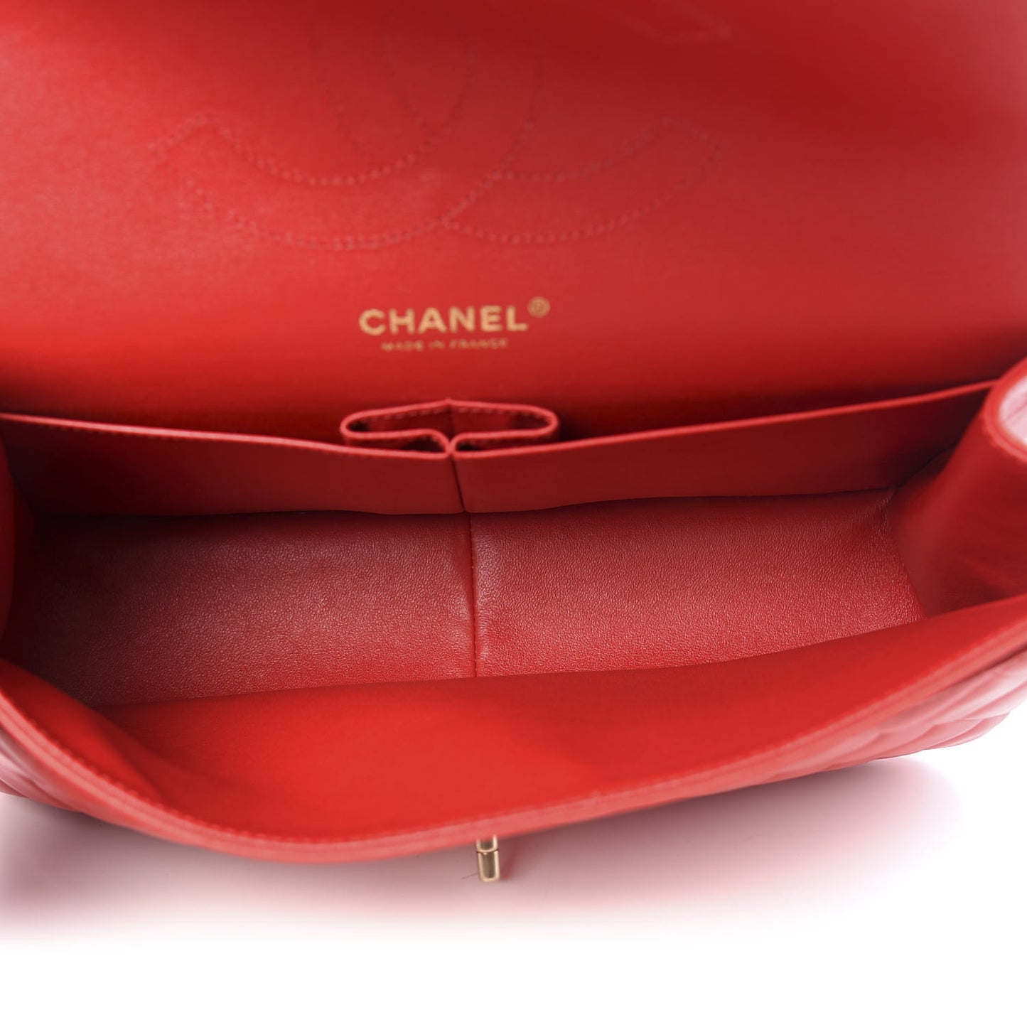 Lambskin Quilted Jumbo Double Flap Red