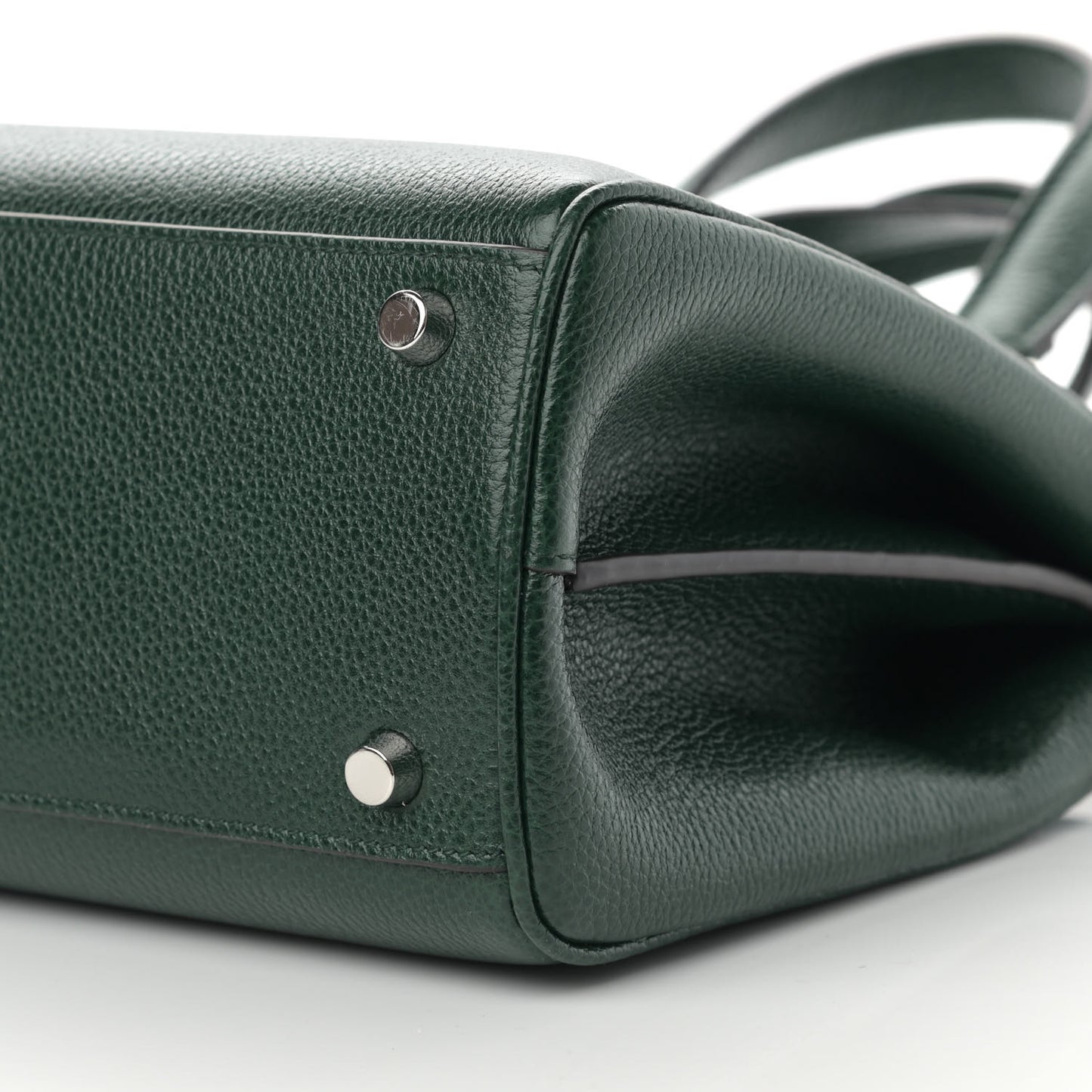 Posillipo Grain Calfskin Small Zumi Top Handle Bag Vintage Green