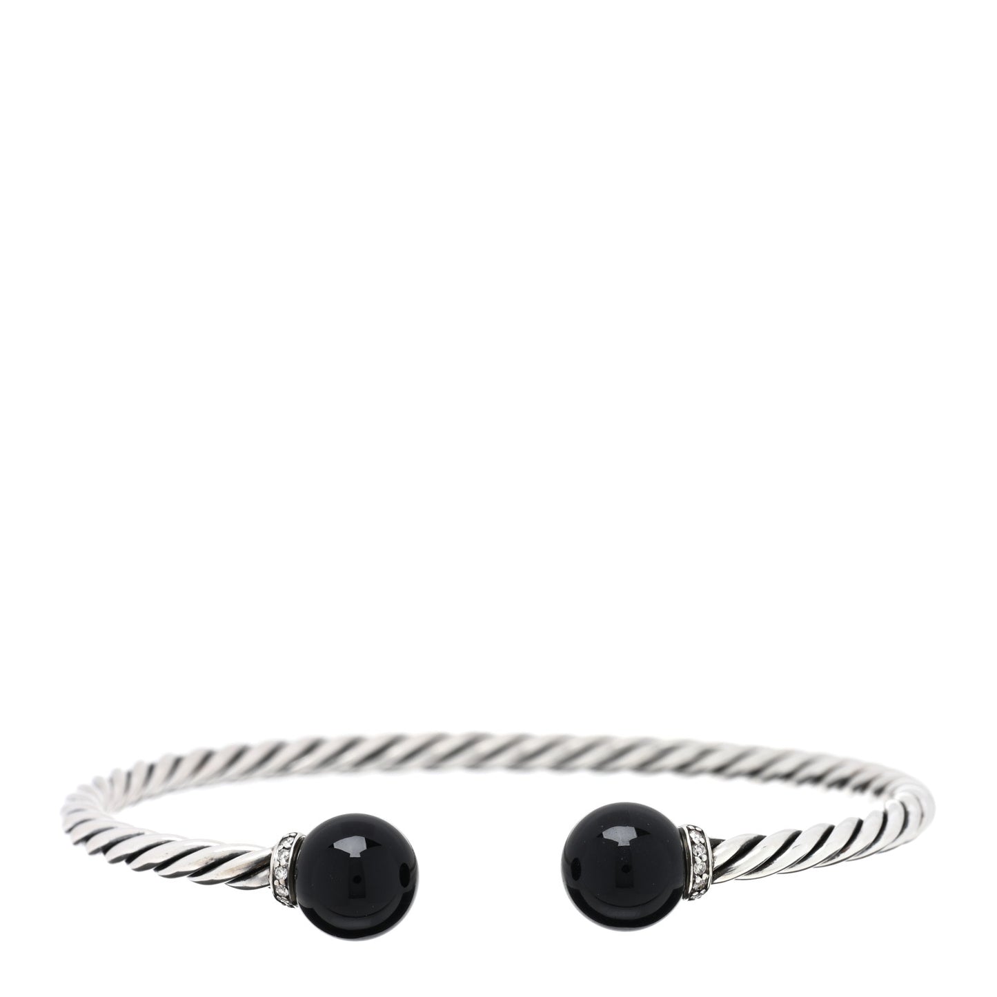 Sterling Silver Diamond Onyx 9mm Solari Bracelet