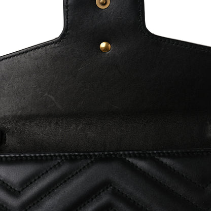Gucci Calfskin Matelasse Mini GG Marmont Chain Wallet Black 9 of 9