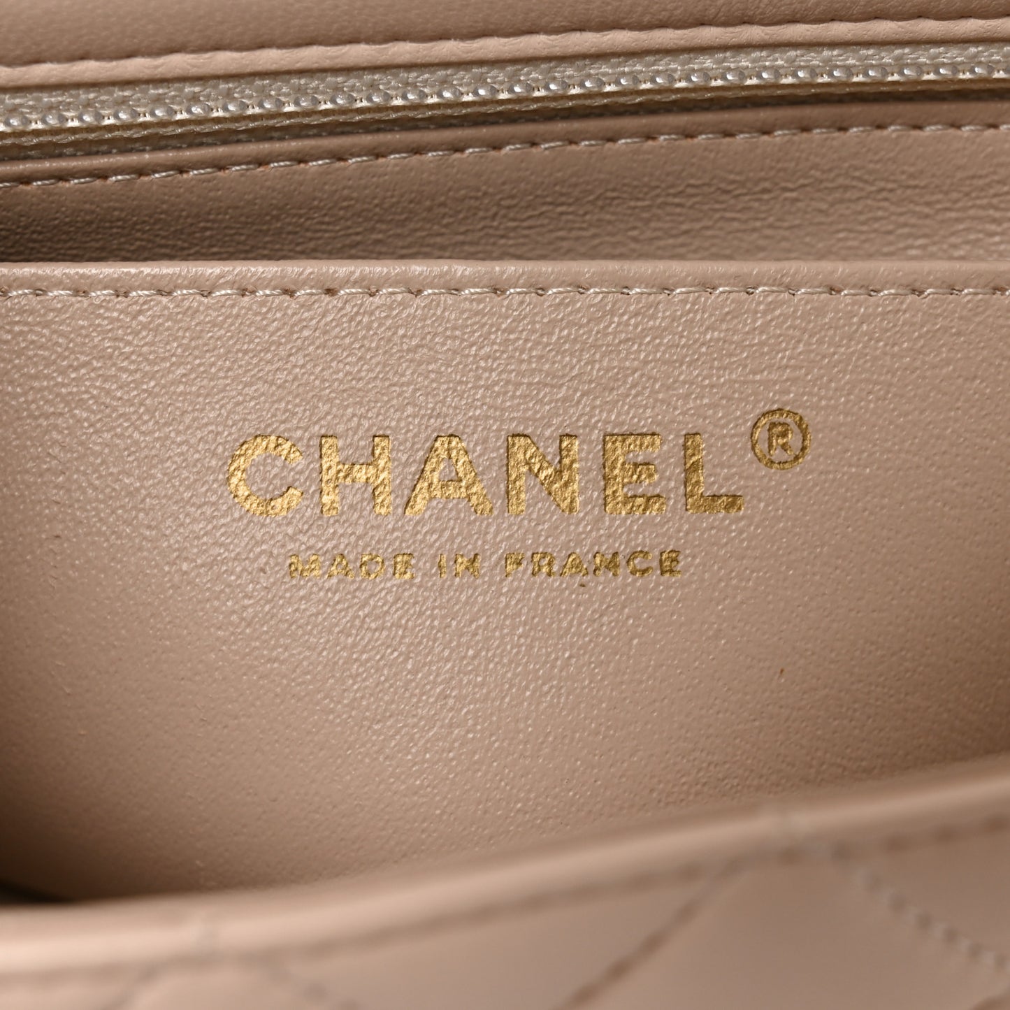 Lambskin Quilted Mini Rectangular Flap Light Beige