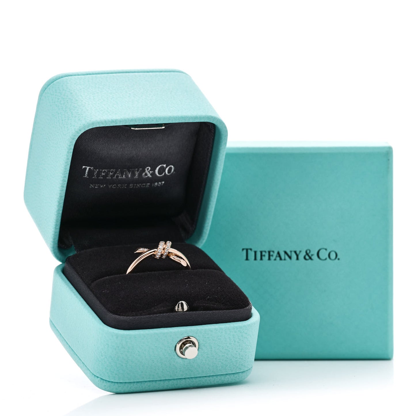 18K Rose Gold Diamond Small Knot Ring 52 6