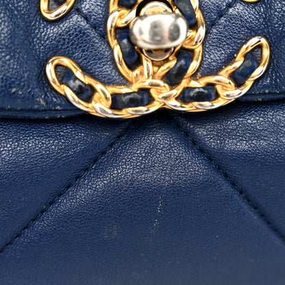 Chanel Goatskin Quilted Large Chanel 19 Flap Dark Blue 15 of 15