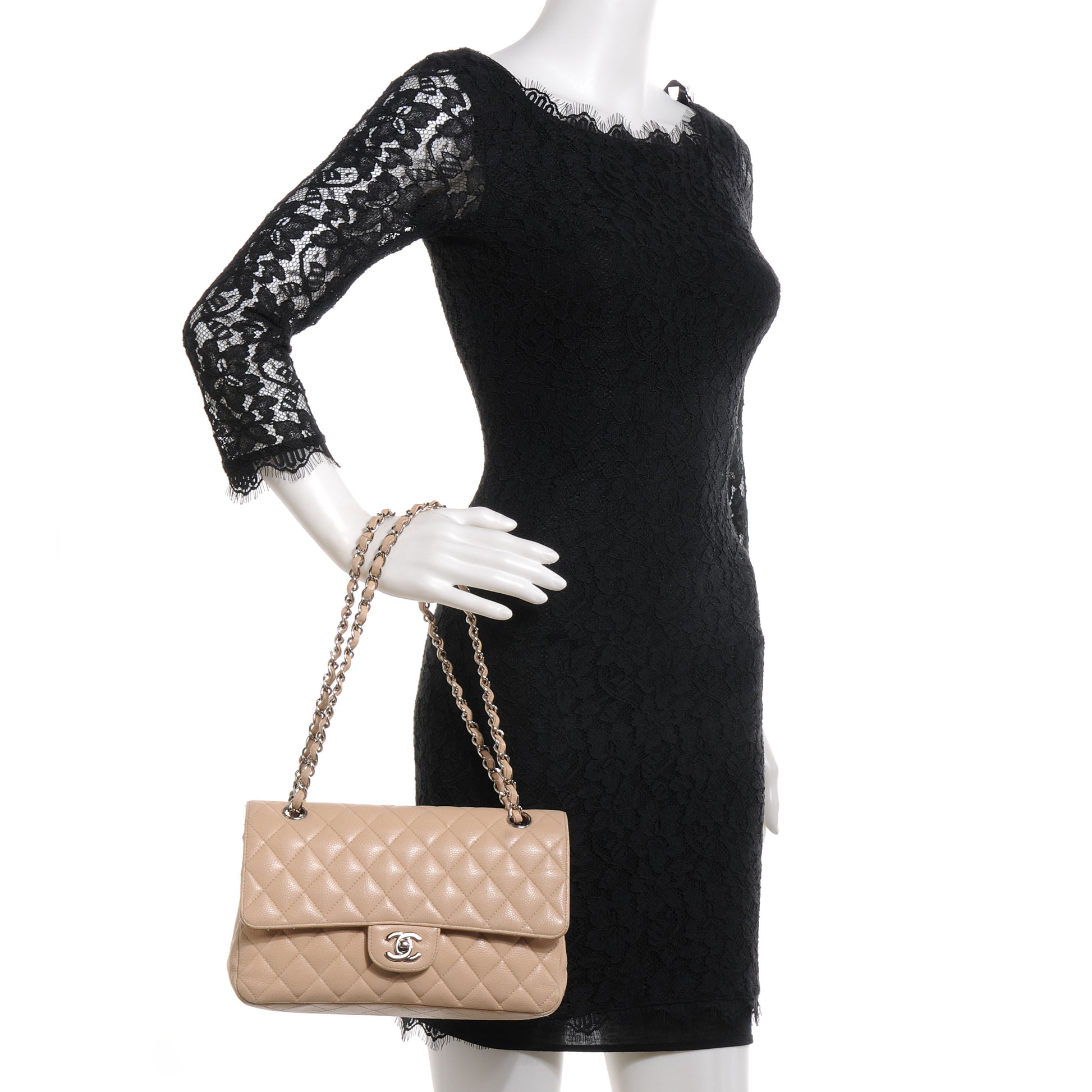 Chanel Caviar Quilted Medium Double Flap Beige Clair 2 of 8
