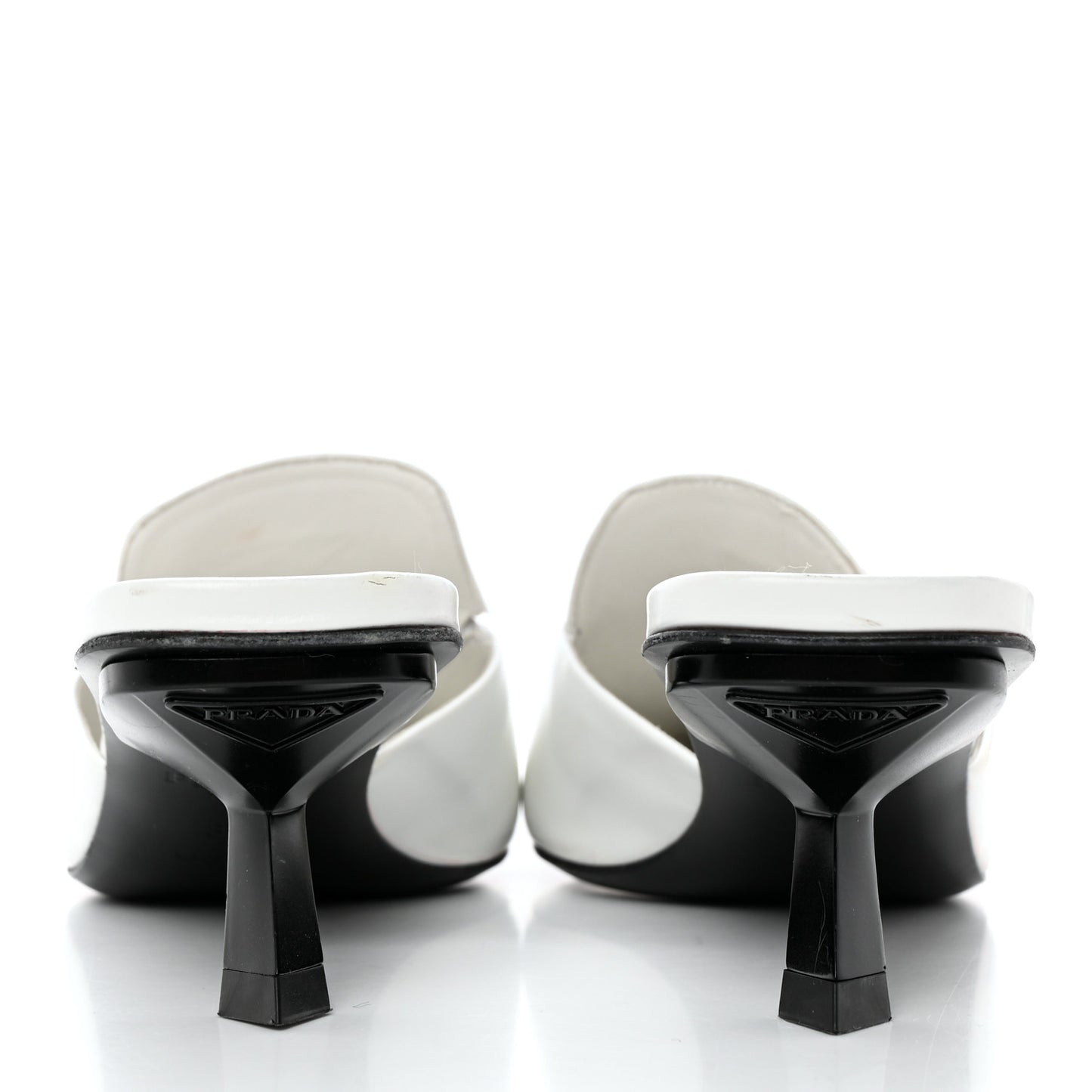 Spazzolato Triangle Logo Pointed Toe 55mm Mules 38.5 White