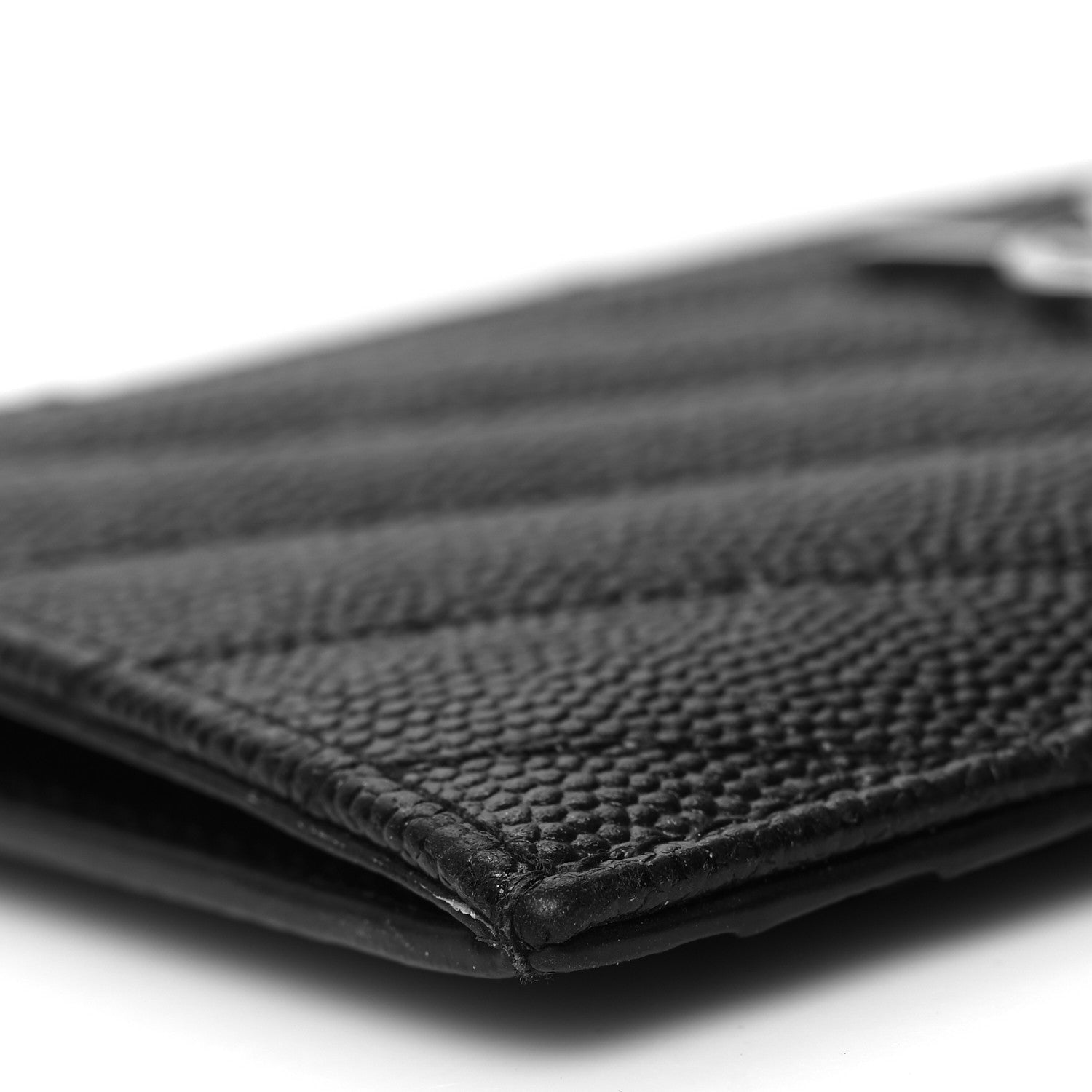 Saint Laurent Monogram Grain de Poudre 5 Fragments Zip Pouch Card Holder Black 9 of 11