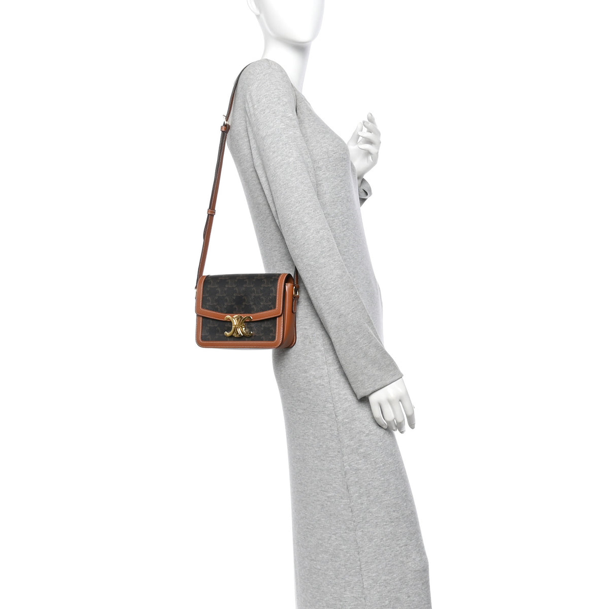 Calfskin Triomphe Canvas Teen Triomphe Bag Tan