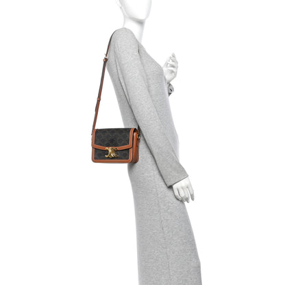Celine Calfskin Triomphe Canvas Teen Triomphe Bag Tan 2 of 9