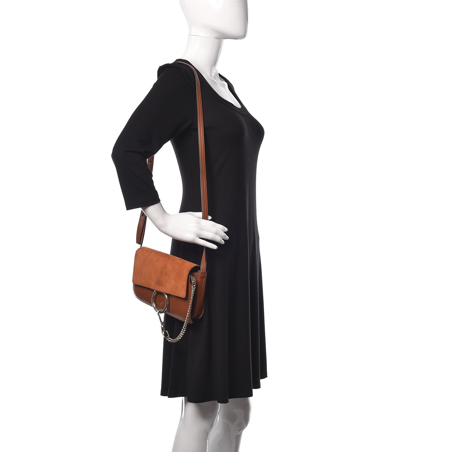 Chloe Suede Calfskin Small Faye Shoulder Bag Tobacco 2 of 8