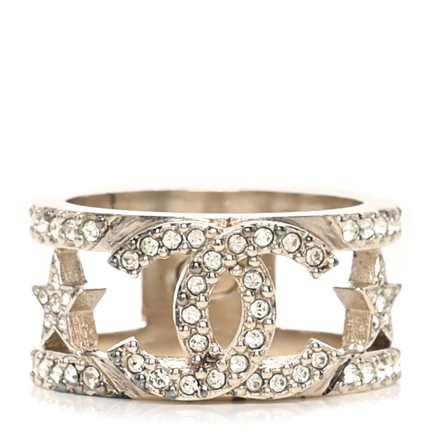 Metal Crystal CC Star Ring 52 6 Light Gold