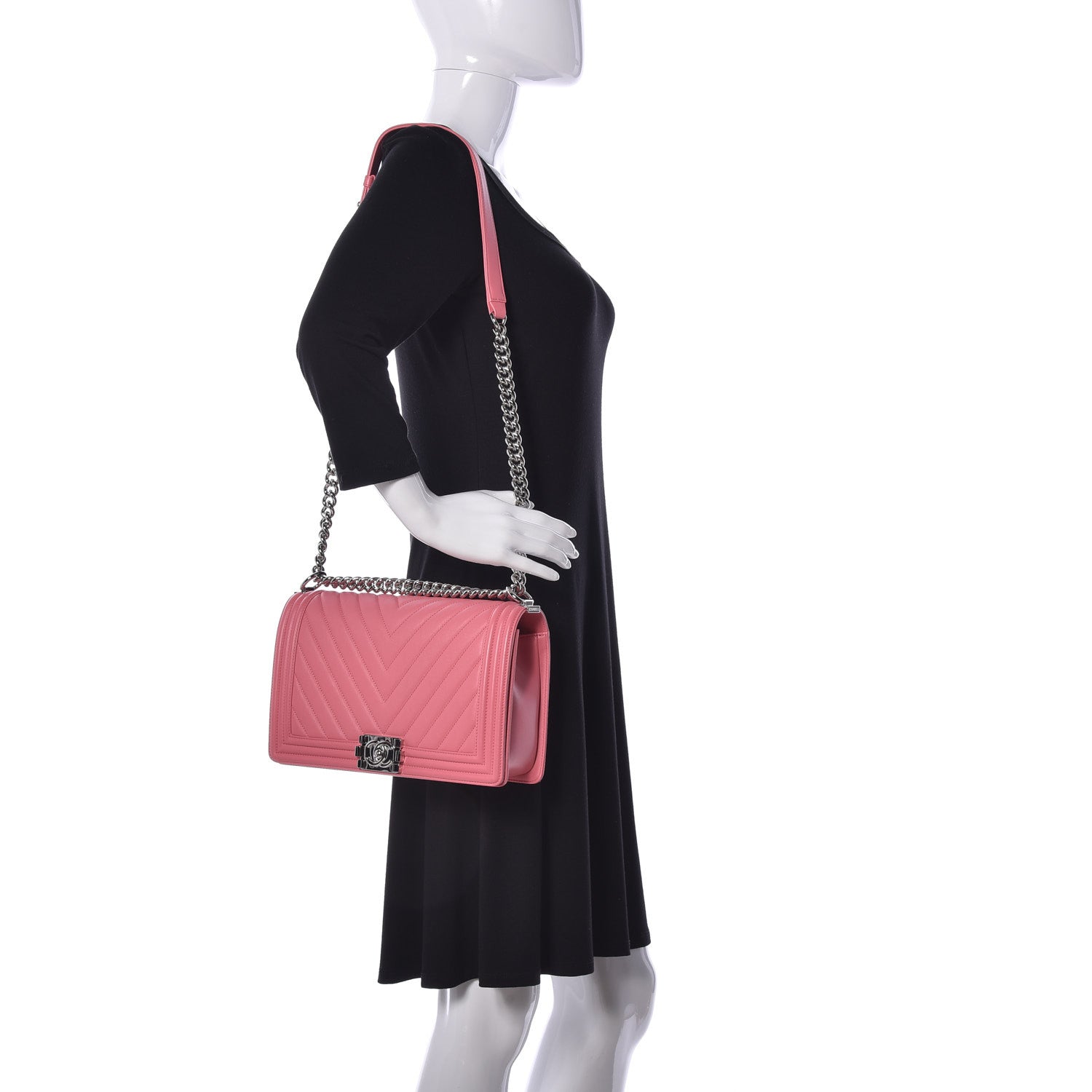 Chanel Lambskin Chevron Quilted New Medium Boy Flap Pink 2 of 9