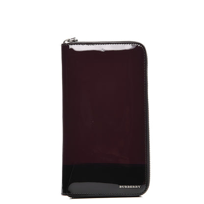 Burberry Patent Renfrew Zip Around Wallet Plum 1 of 9