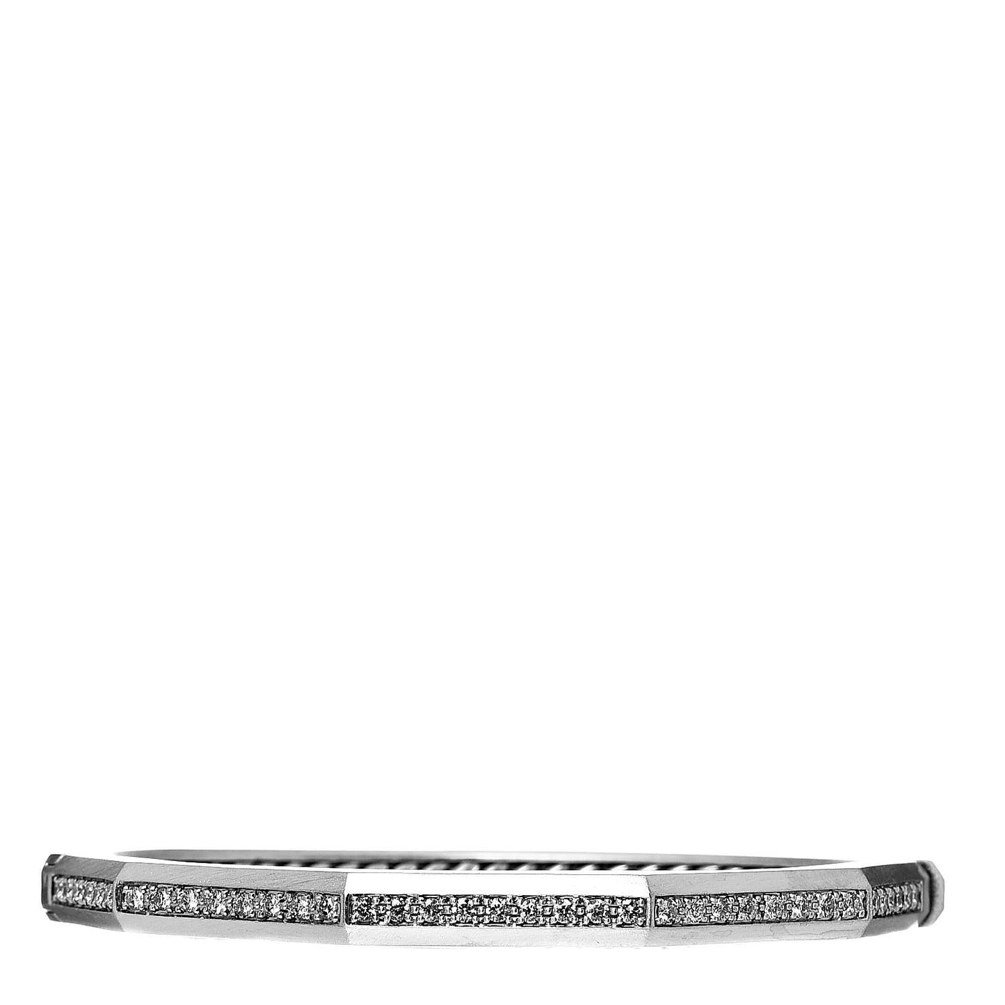 Sterling Silver Diamond Stax Faceted Bangle Bracelet