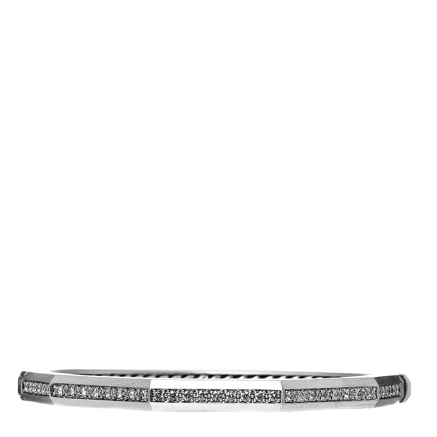 David Yurman Sterling Silver Diamond Stax Faceted Bangle Bracelet 1 of 5