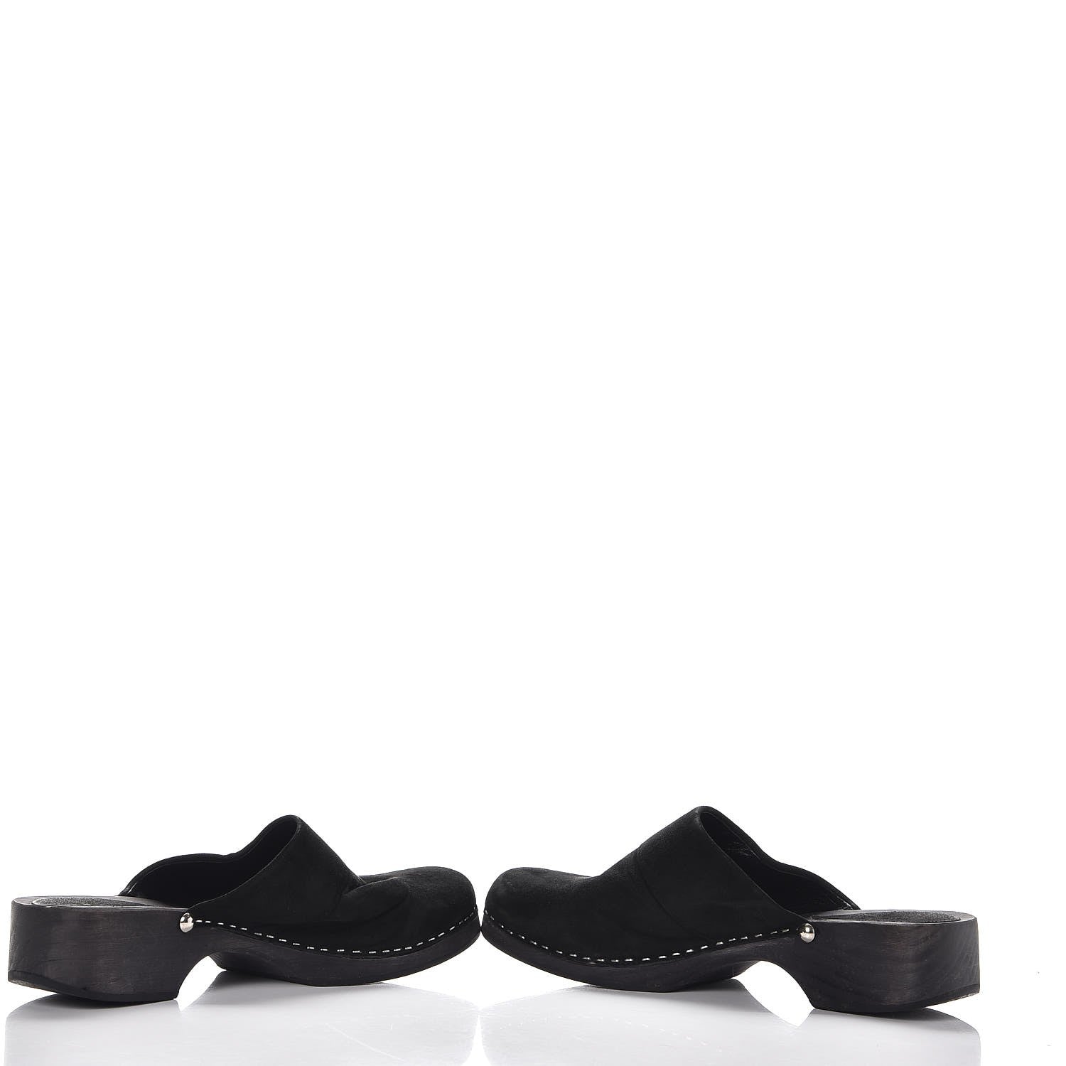 Chanel Suede CC Clogs 38 Black 7 of 10