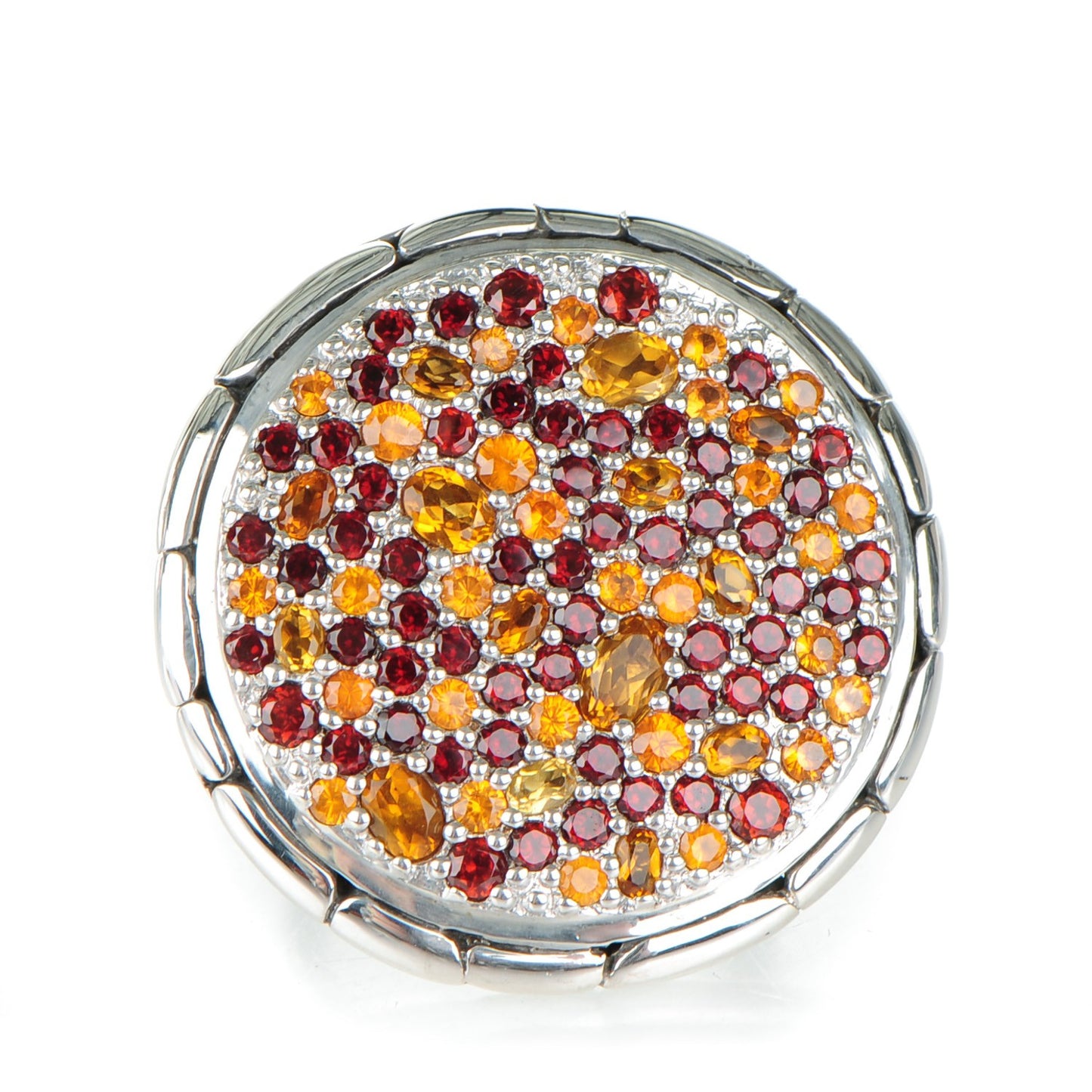 Sterling Silver Citrine Garnet Kali Lavafire Ring 53 6.5