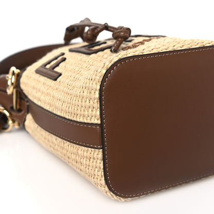 Fendi Straw F is Fendi Logo Crochet Mini Mon Tresor Bucket Bag Naturale Black 9 of 10