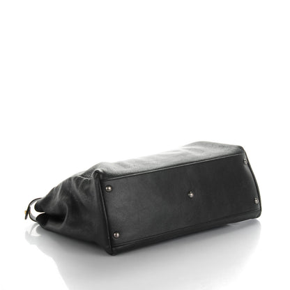 Fendi Goatskin Zucca Large Peekaboo Iconic Satchel Black Tobacco 4 of 9