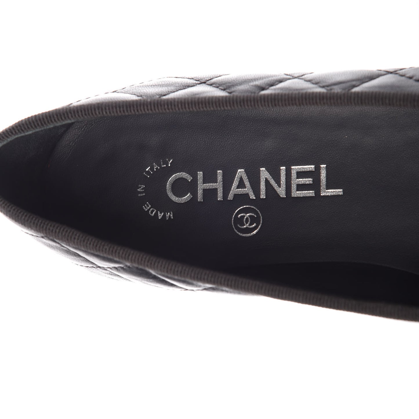 Lambskin Quilted CC Cap Toe Ballerina Flats 37.5 Navy
