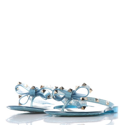 Valentino Garavani PVC Jelly Glitter Rockstud Bow Thong Sandals 39 Cerulean 3 of 7