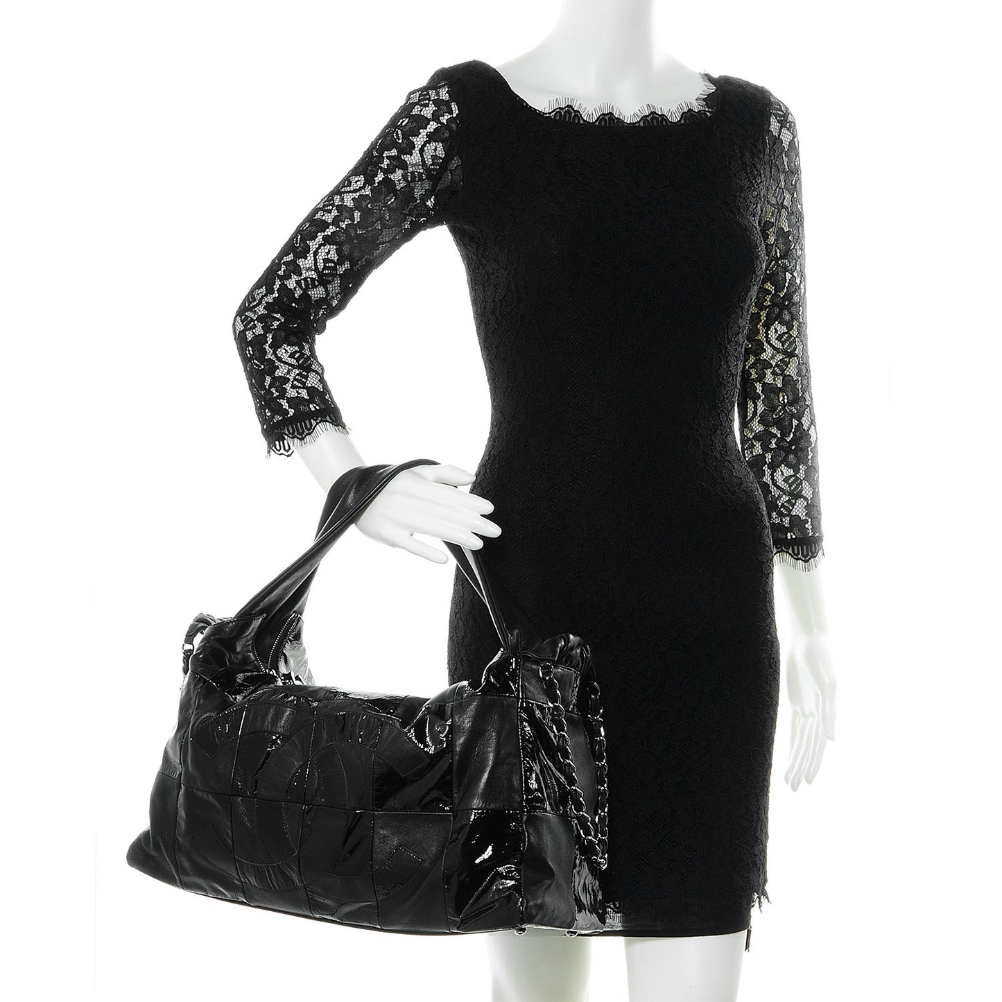 Patent Patchwork Brooklyn Hobo Black