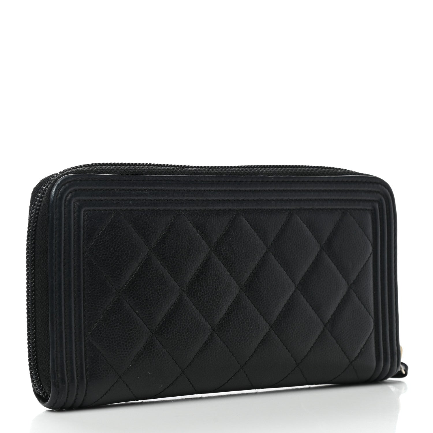 Chanel Caviar Quilted Boy Long Zip Around Wallet Black 3 of 8