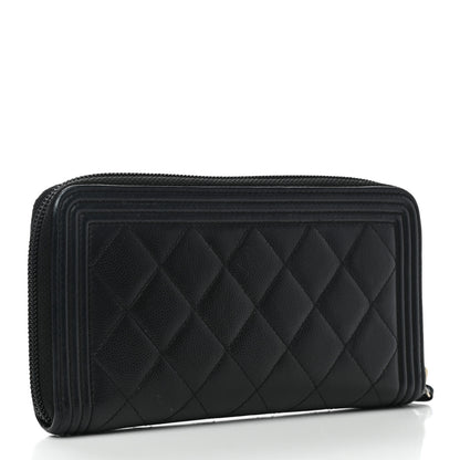 Chanel Caviar Quilted Boy Long Zip Around Wallet Black 3 of 8