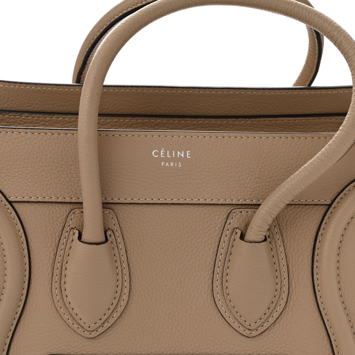 Celine Drummed Calfskin Micro Luggage Dune 7 of 12
