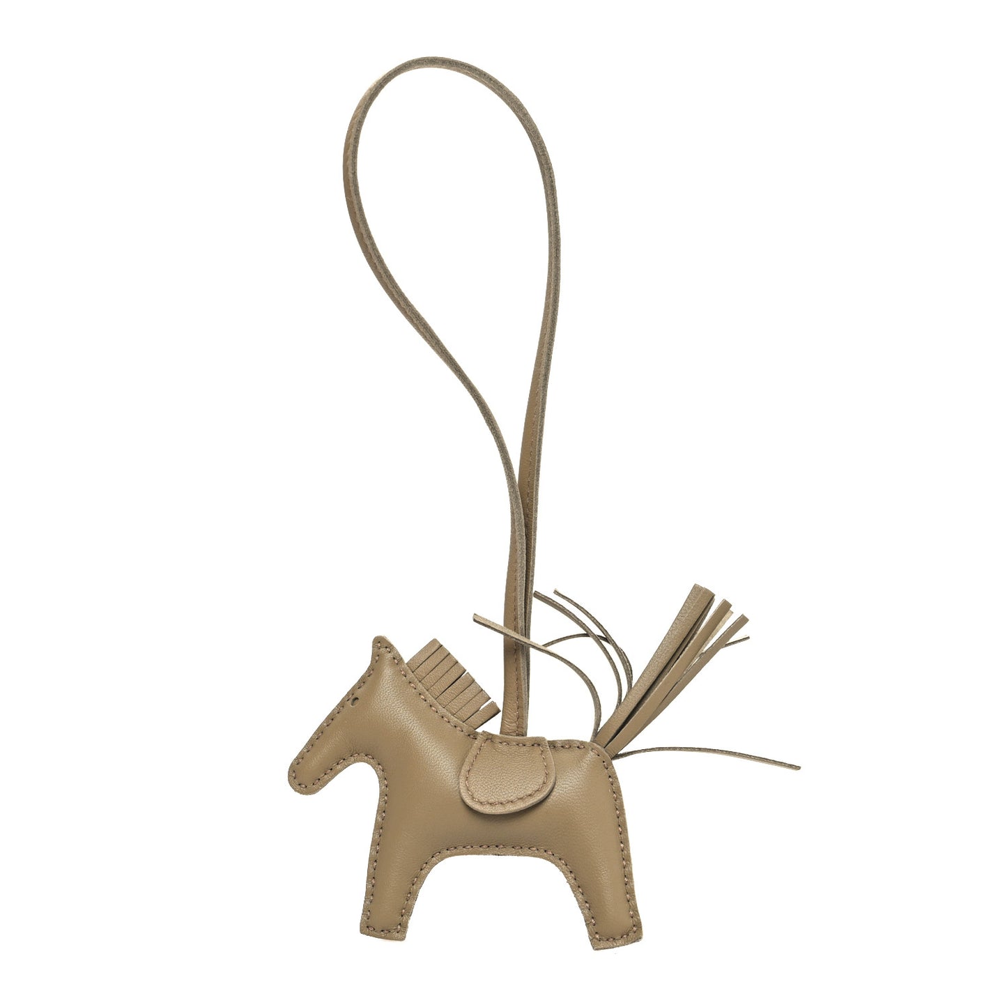 Milo Lambskin Grigri Rodeo Horse Bag Charm PM Beige Marfa