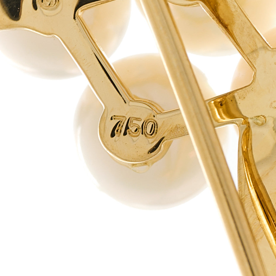 Mikimoto 18K Yellow Gold Akoya Pearl Bow Brooch 4 of 4