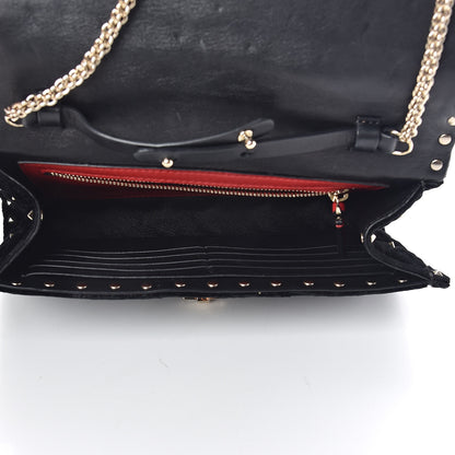 Valentino Garavani Velvet Rockstud Spike Wallet on Chain Black 7 of 9