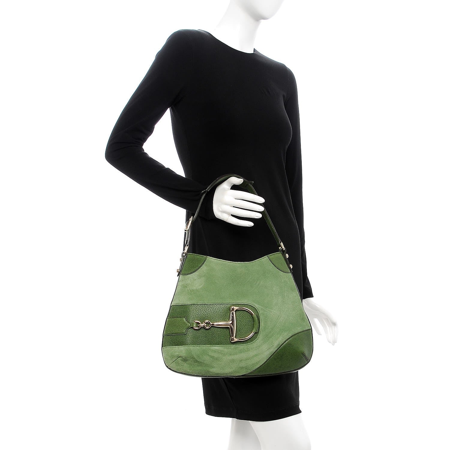 Gucci Suede Hasler Hobo Green 2 of 8