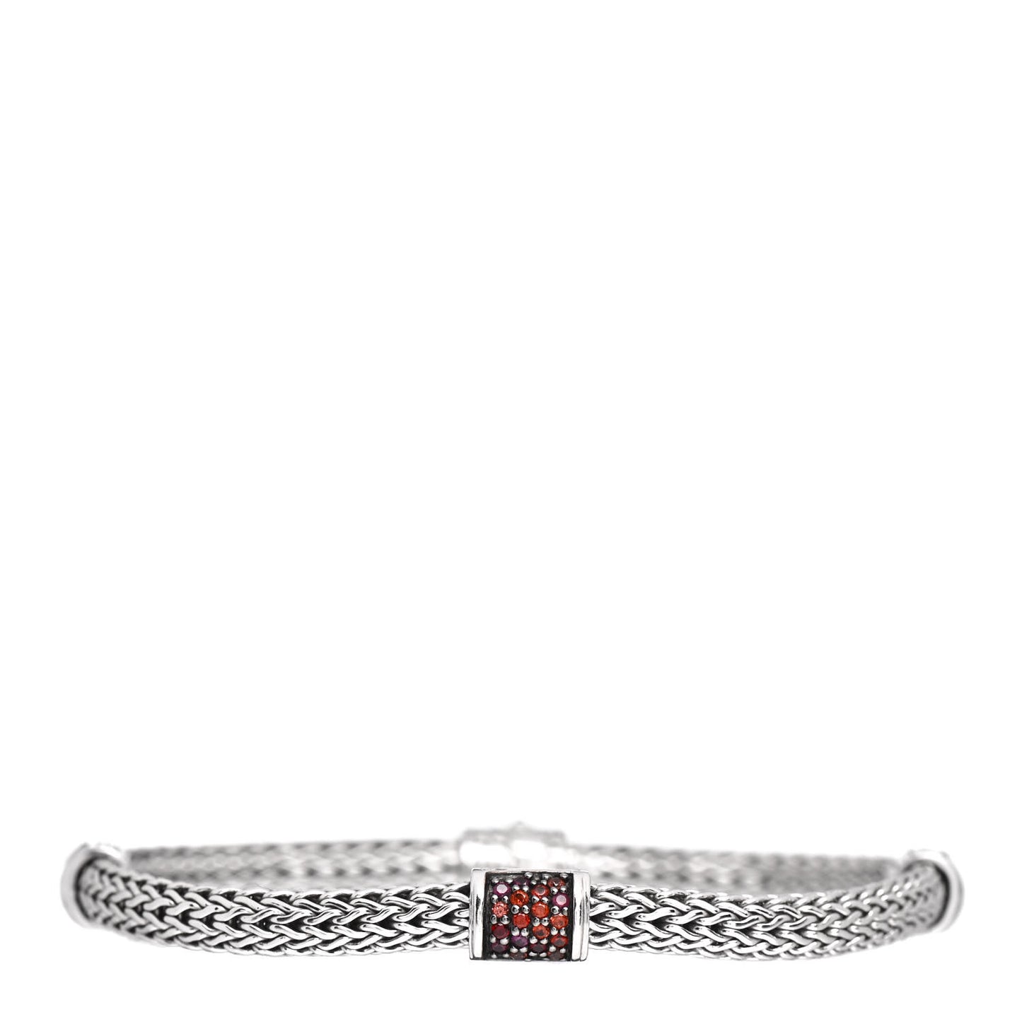 Sterling Silver Garnet 4 Station Classic Chain Bracelet