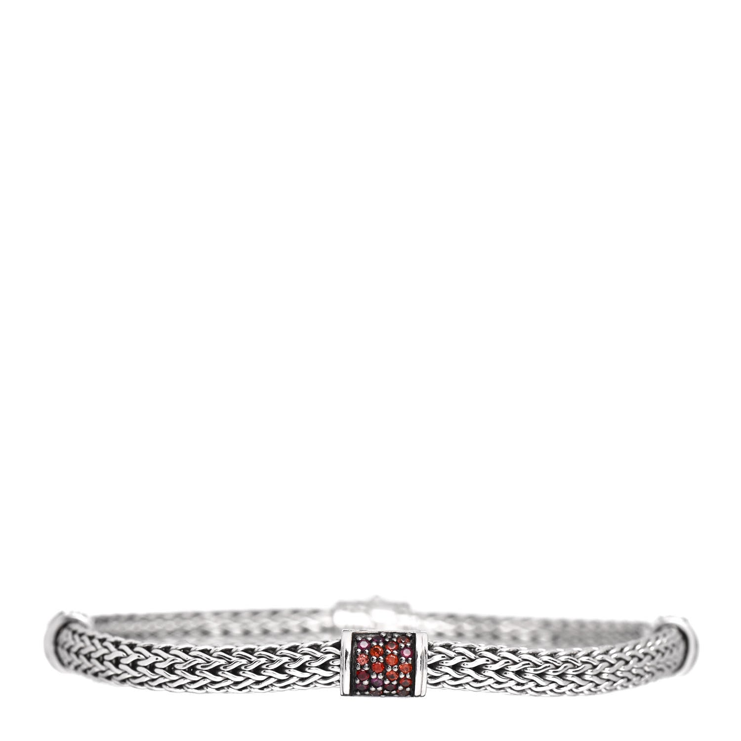 John Hardy Sterling Silver Garnet 4 Station Classic Chain Bracelet 1 of 4