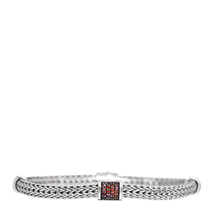 John Hardy Sterling Silver Garnet 4 Station Classic Chain Bracelet 1 of 4
