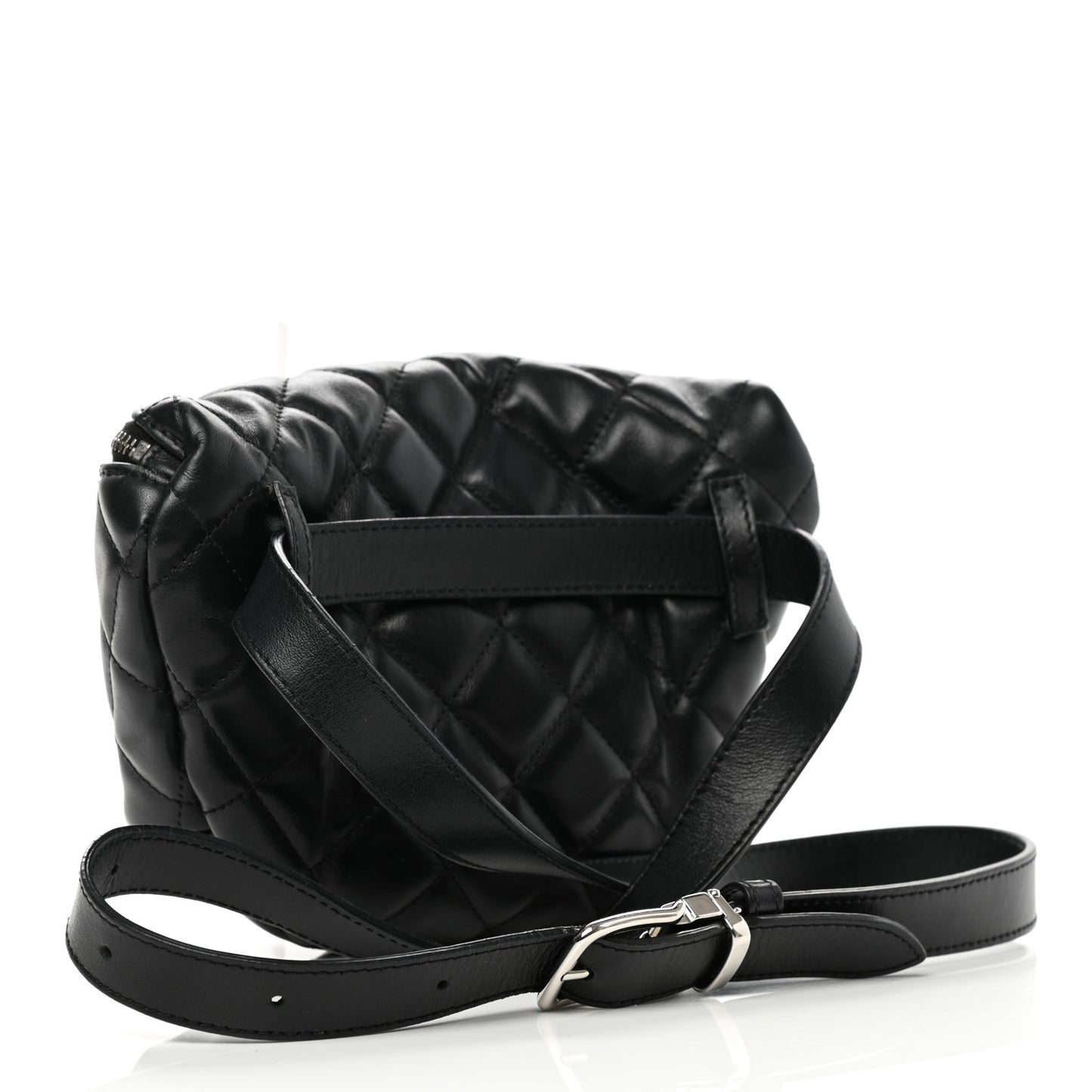 Lambskin Quilted Waist Belt Bag Black