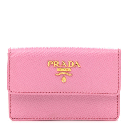 Prada Saffiano Metal Flap Wallet Begonia 1 of 8