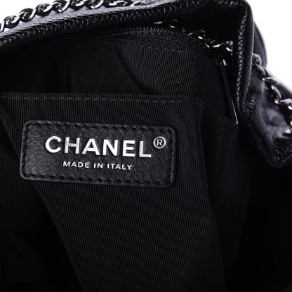 Chanel Grained Calfskin Quilted CC Chain Bucket Drawstring Bag Black 9 of 12