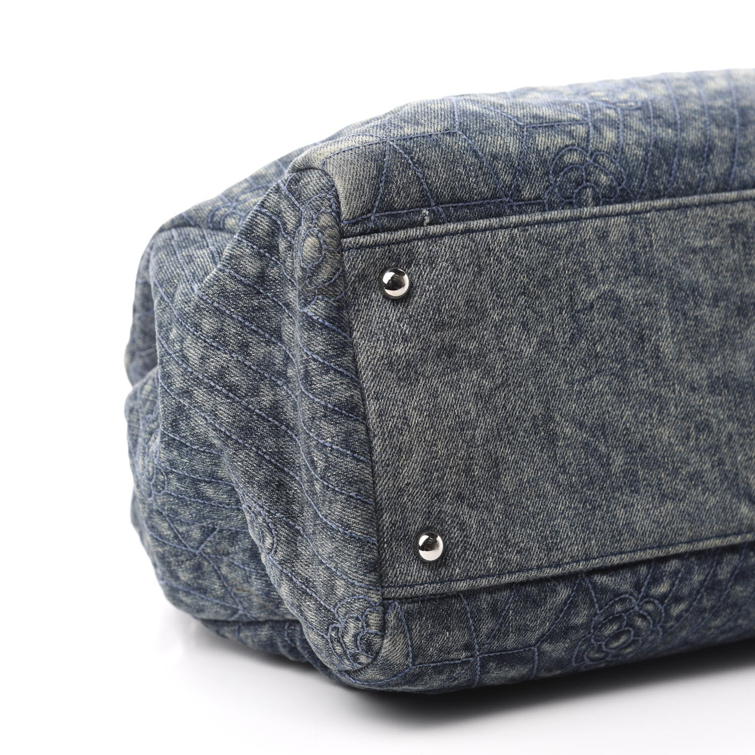 Chanel Denim Camellia Embroidered Large Just Mademoiselle Blue 6 of 10