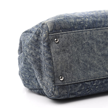 Chanel Denim Camellia Embroidered Large Just Mademoiselle Blue 6 of 10
